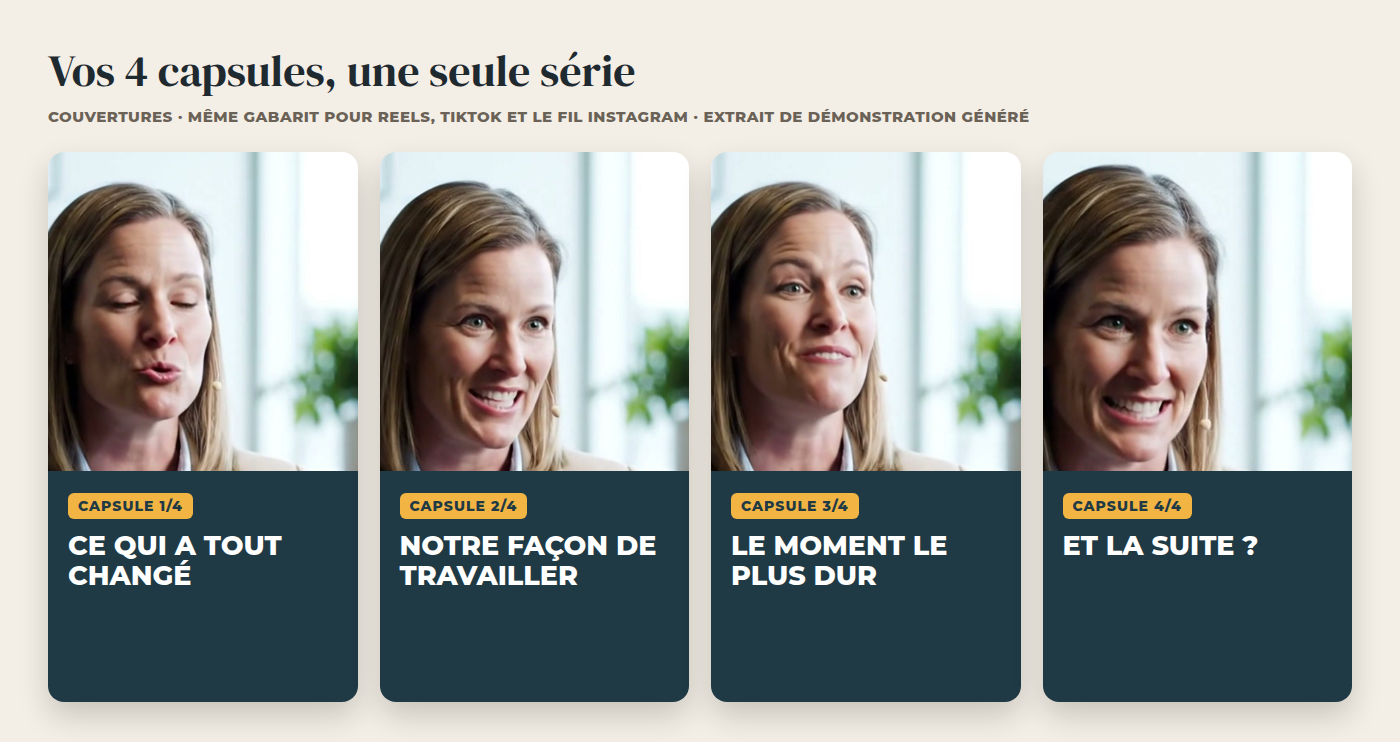 Quatre couvertures de capsules numérotées 1 à 4, même gabarit