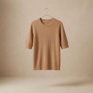Pull maille côtelée Camel