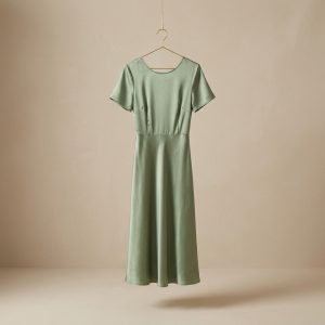 Robe midi satinée Sauge