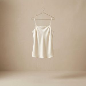 Top à bretelles soie Blanc cassé